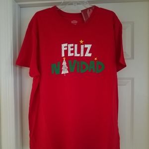 2 Men's Holiday T-Shirts "Feliz Navidad", Red, Size XXL